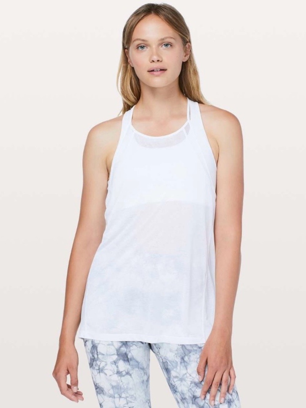 Lululemon Through The Movement Tank Top Mesh High Neck Halter White 6